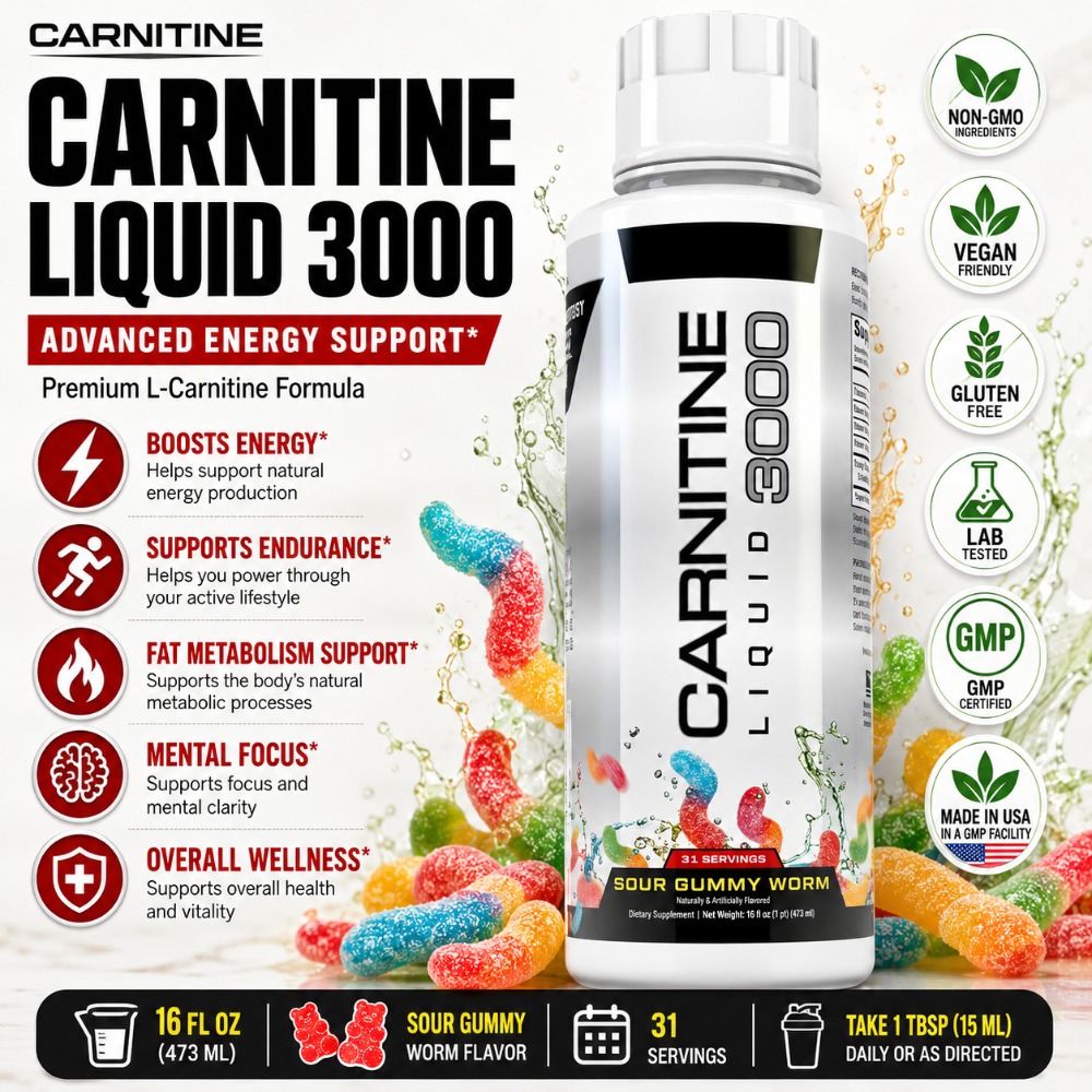 L-Carnitine Liquid - L-Carnitine Liquid 3000mg Sour Gummy Worm